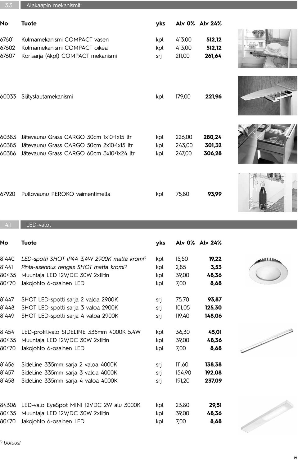 60cm 3x10+1x24 ltr kpl 247,00 306,28 67920 Pullovaunu PEROKO vaimentimella kpl 75,80 93,99 4.