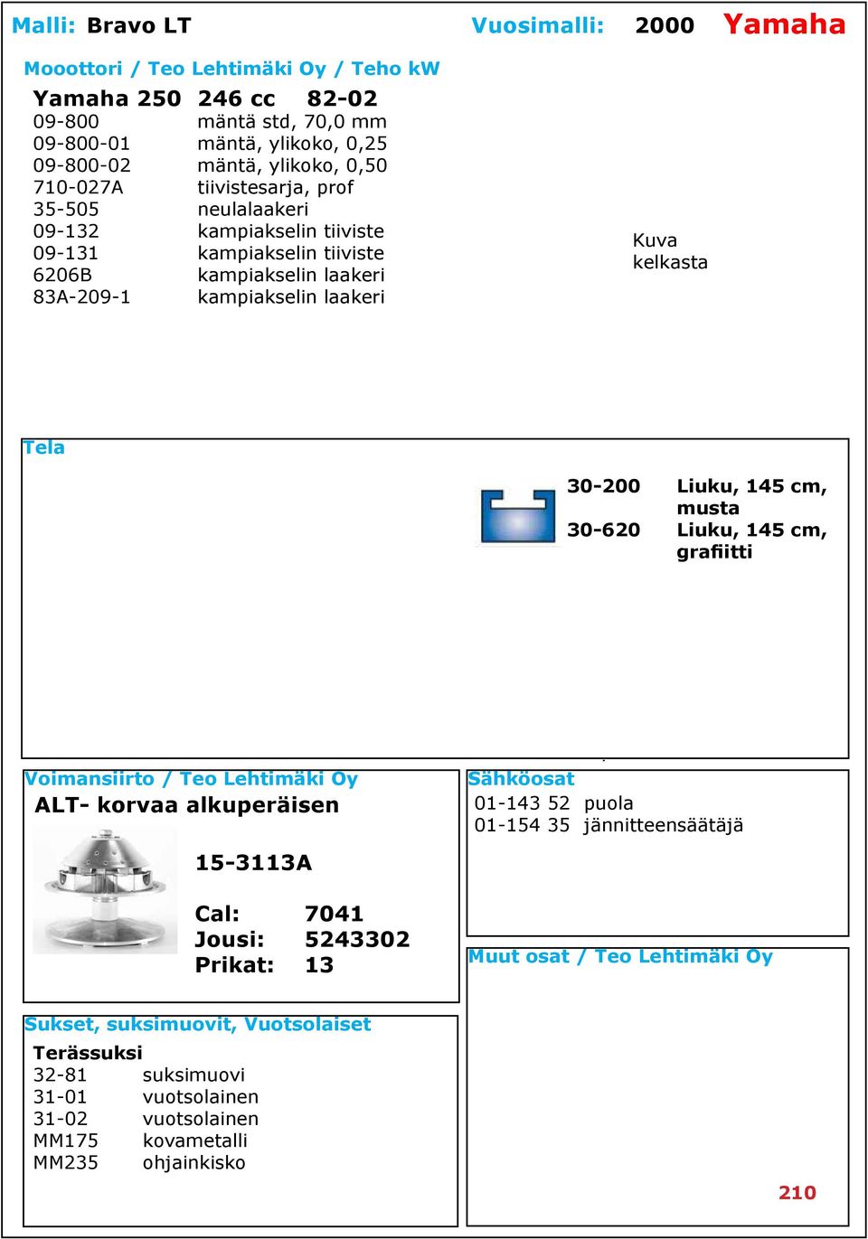 kampiakselin laakeri 83A-209-1 kampiakselin laakeri ALT- korvaa alkuperäisen 15-3113A Cal: 7041 Jousi: 5243302 Prikat: 13 01-143