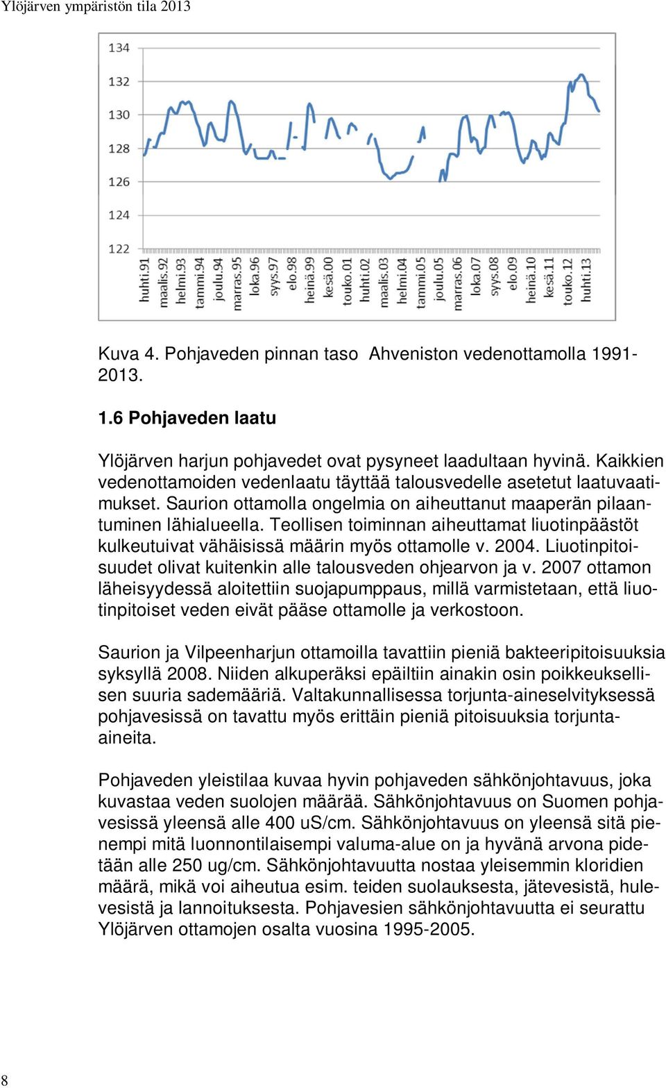 Teollisen toiminnan aiheuttamat liuotinpäästöt kulkeutuivat vähäisissä määrin myös ottamolle v. 2004. Liuotinpitoisuudet olivat kuitenkin alle talousveden ohjearvon ja v.