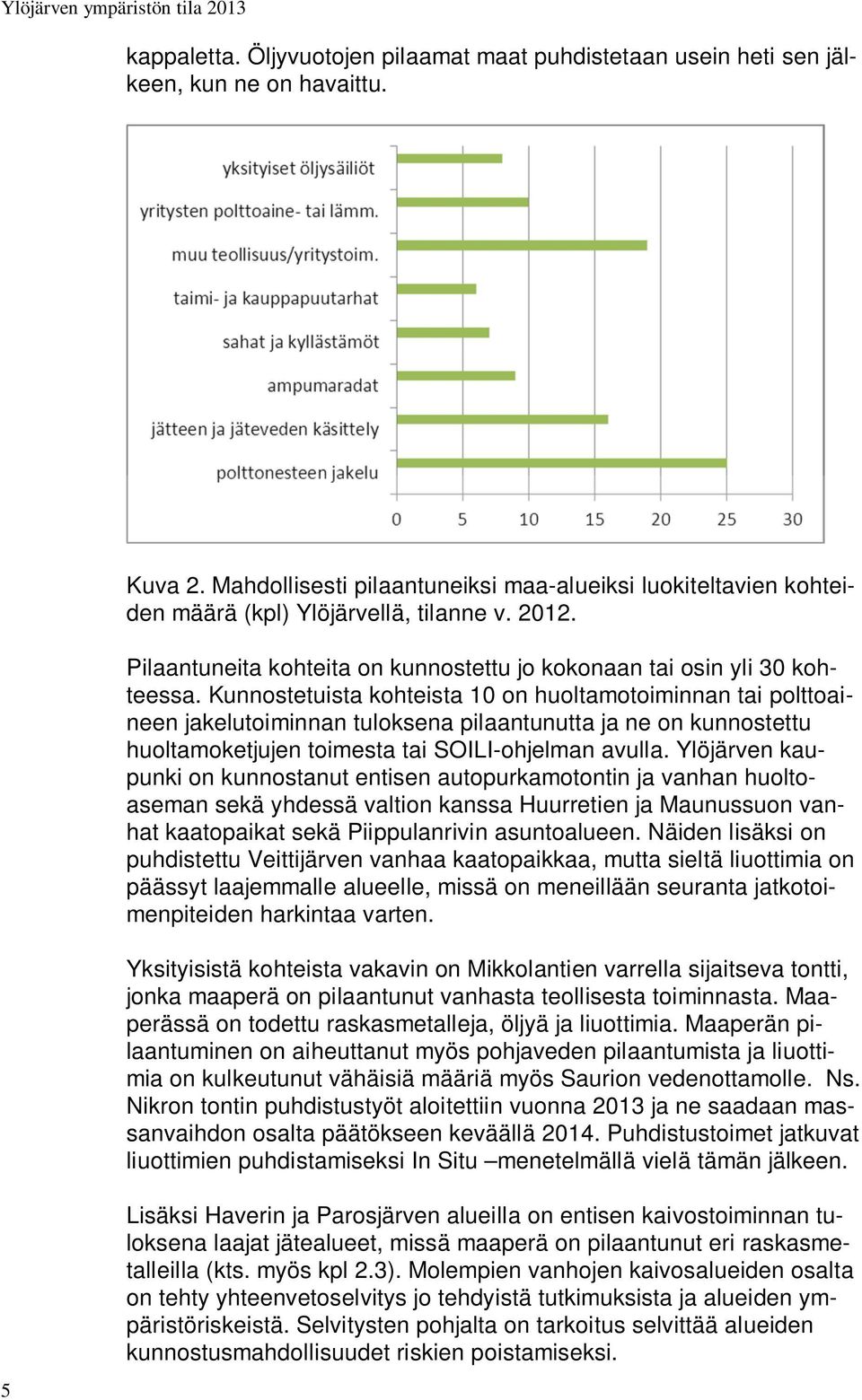 Kunnostetuista kohteista 10 on huoltamotoiminnan tai polttoaineen jakelutoiminnan tuloksena pilaantunutta ja ne on kunnostettu huoltamoketjujen toimesta tai SOILI-ohjelman avulla.