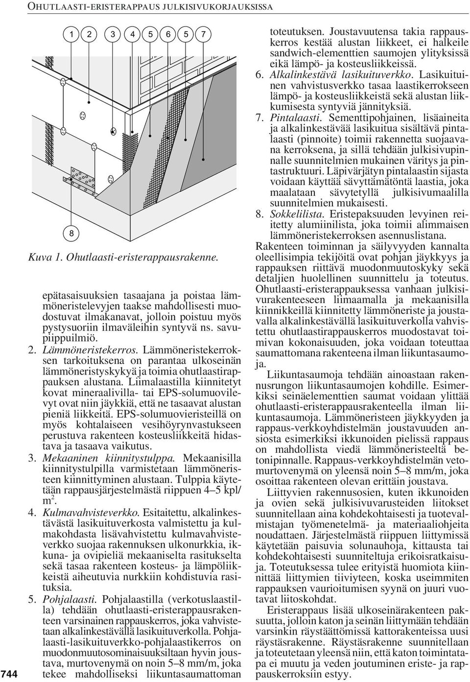 Lämmöneristekerros. Lämmöneristekerroksen tarkoituksena on parantaa ulkoseinän lämmöneristyskykyä ja toimia ohutlaastirappauksen alustana.