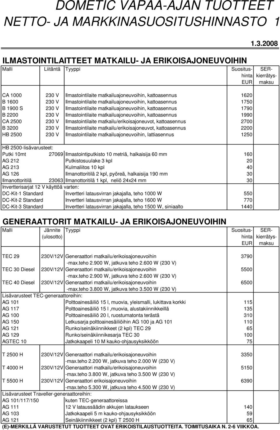 matkailu/erikoisajoneuvot, kattoasennus 2200 HB 2500 230 V Ilmastointilaite matkailuajoneuvoihin, lattiasennus 1250 HB 2500-lisävarusteet: Putki 10mt 27069 Ilmastointiputkisto 10 metriä, halkaisija