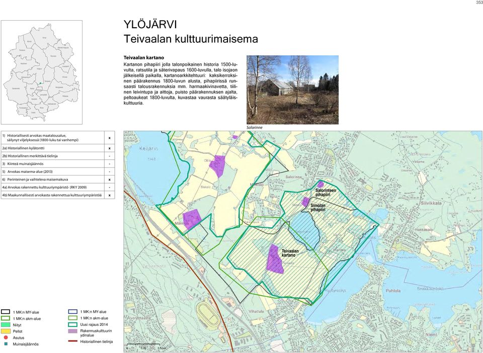 kartanoarkkitehtuuri: kaksikerroksinen päärakennus 1800-luvun alusta, ssä runsaasti talousrakennuksia mm.