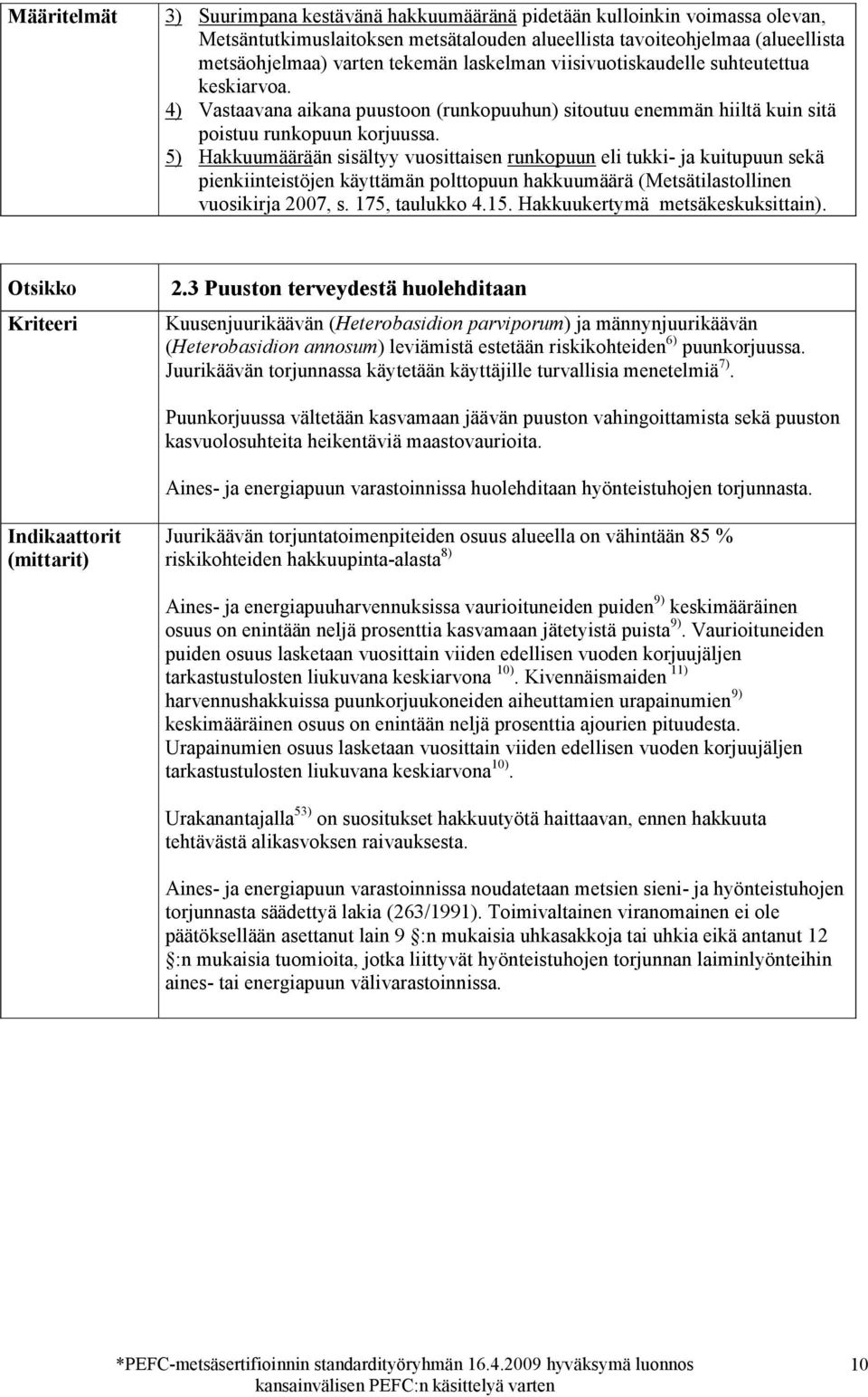 5) Hakkuumäärään sisältyy vuosittaisen runkopuun eli tukki- ja kuitupuun sekä pienkiinteistöjen käyttämän polttopuun hakkuumäärä (Metsätilastollinen vuosikirja 2007, s. 175, taulukko 4.15.