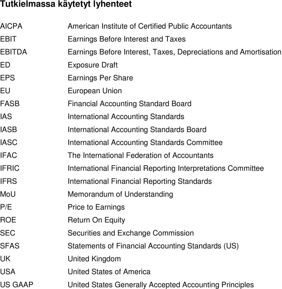 Standards International Accounting Standards Board International Accounting Standards Committee The International Federation of Accountants International Financial Reporting Interpretations Committee