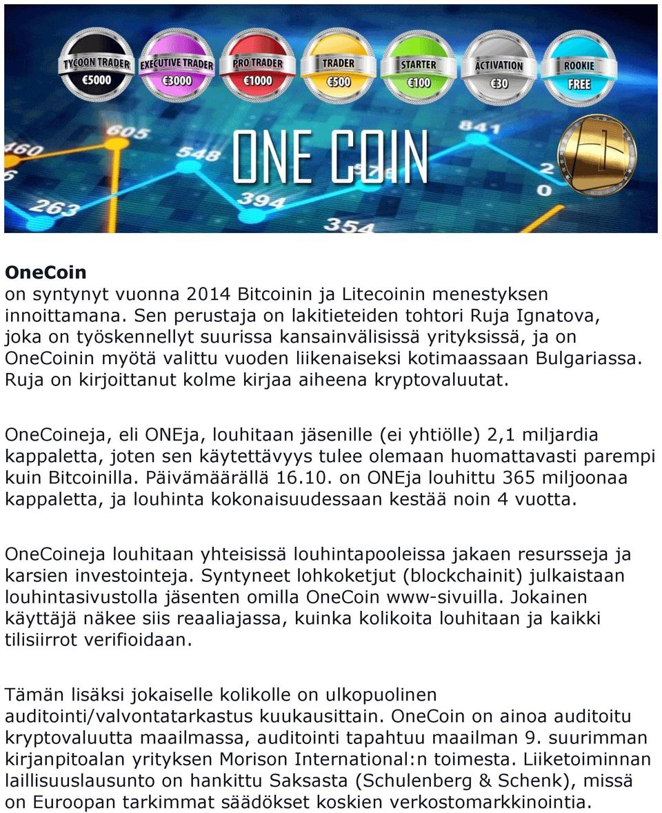 Ruja on kirjoittanut kolme kirjaa aiheena kryptovaluutat.