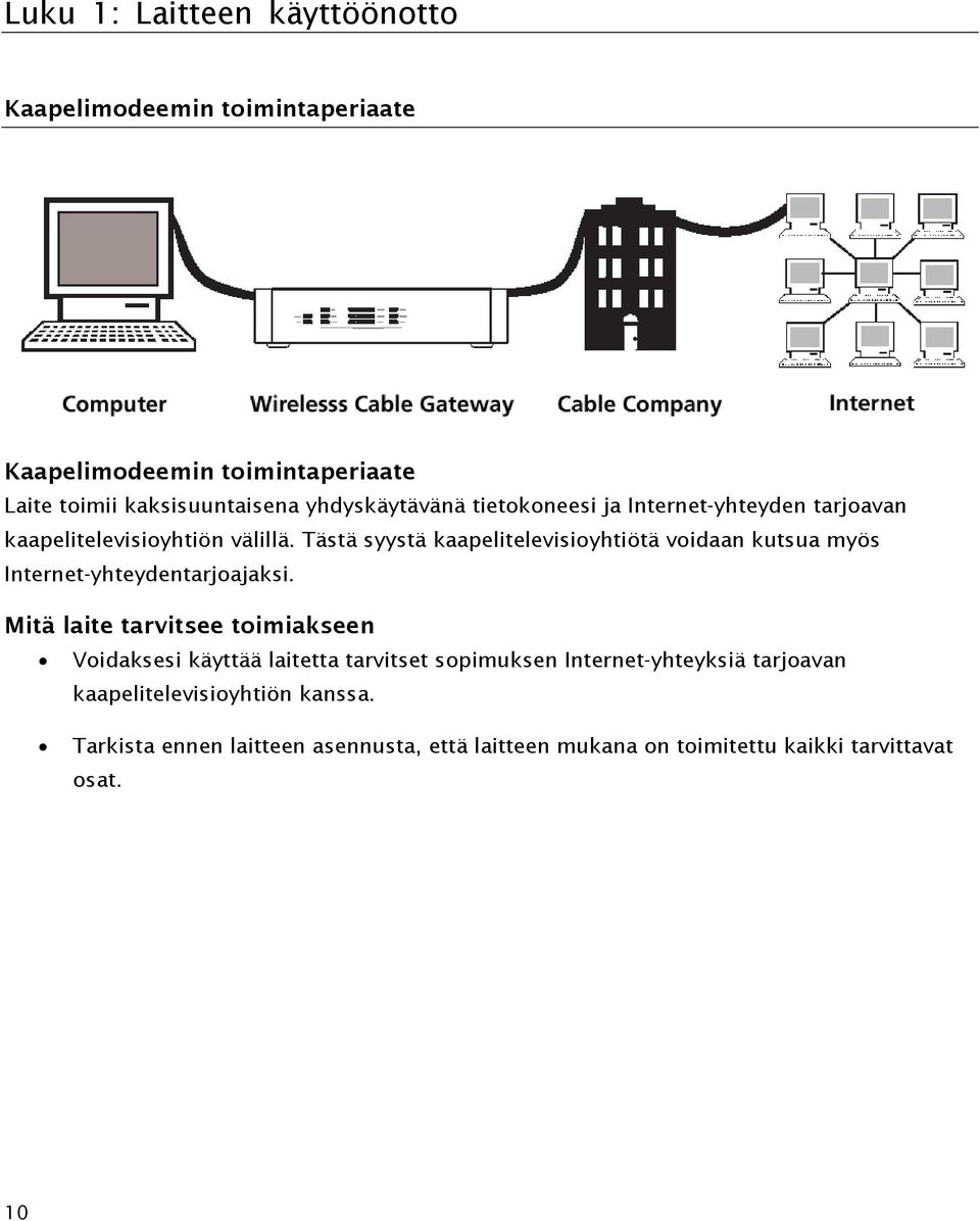 Tästä syystä kaapelitelevisioyhtiötä voidaan kutsua myös Internet-yhteydentarjoajaksi.