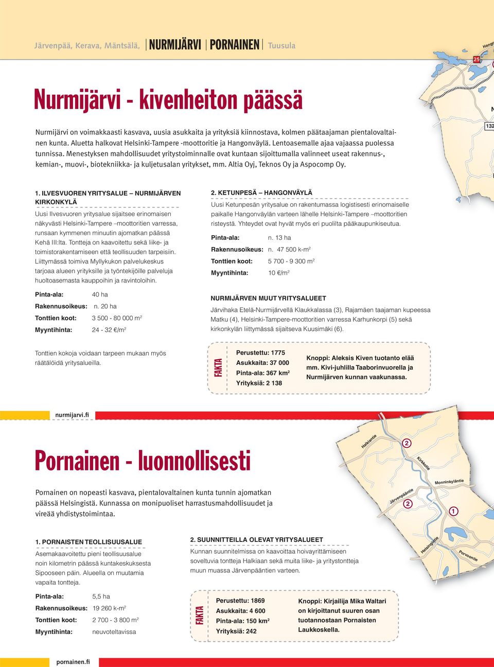 Menestyksen mahdollisuudet yritystoiminnalle ovat kuntaan sijoittumalla valinneet useat rakennus-, kemian-, muovi-, biotekniikka- ja kuljetusalan yritykset, mm. Altia Oyj, Teknos Oy ja Aspocomp Oy.