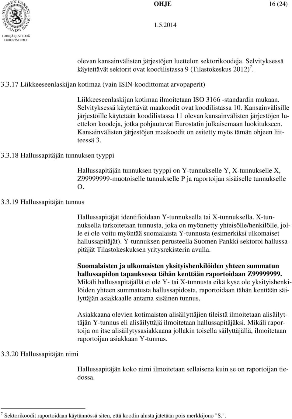 Selvityksessä käytettävät maakoodit ovat koodilistassa 10.