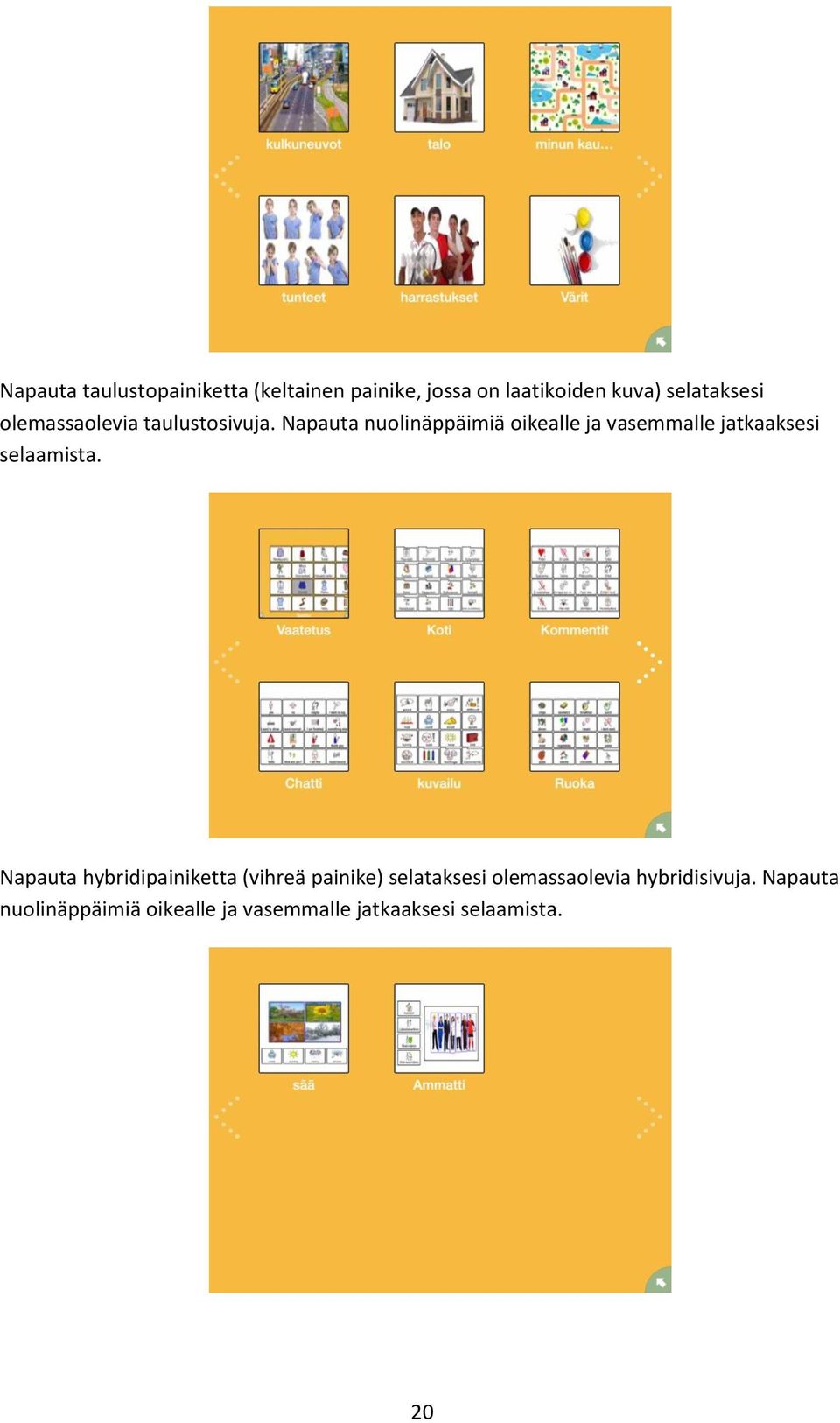 Napauta nuolinäppäimiä oikealle ja vasemmalle jatkaaksesi selaamista.