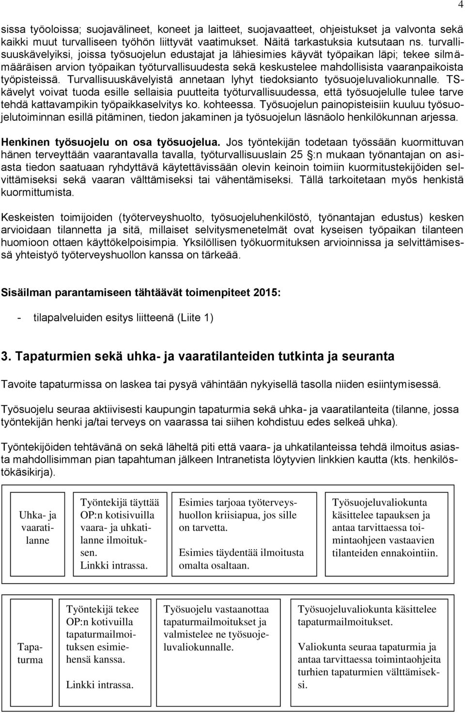 työpisteissä. Turvallisuuskävelyistä annetaan lyhyt tiedoksianto työsuojeluvaliokunnalle.