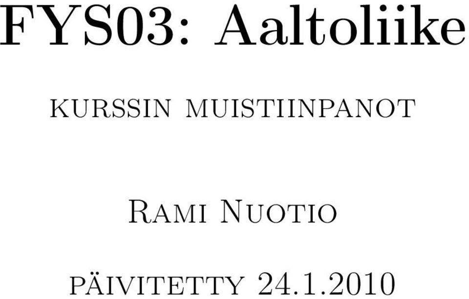 muistiinpanot