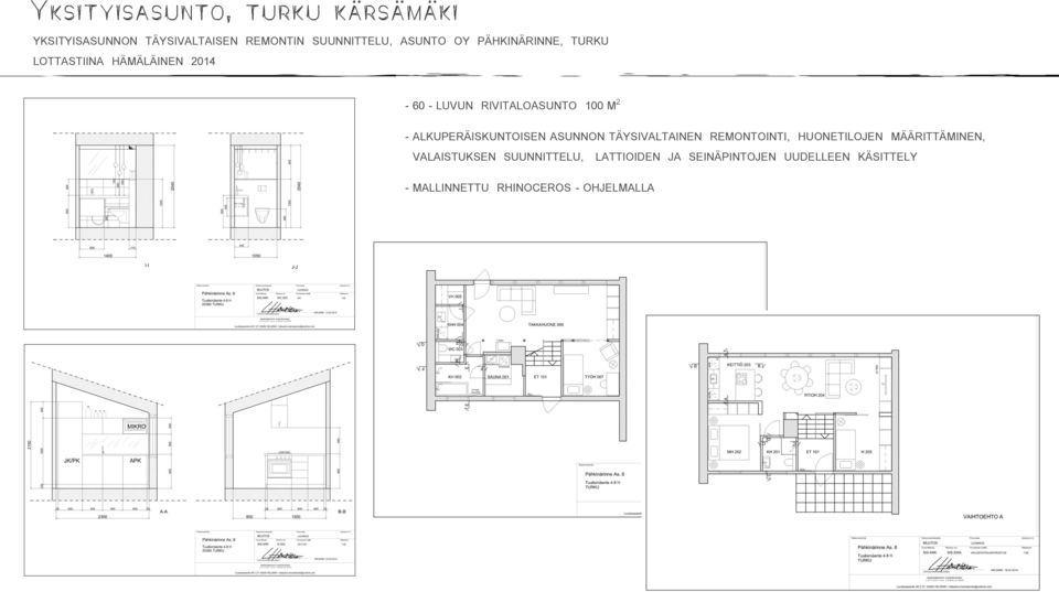 ASUNNON TÄYSIVALTAINEN REMONTOINTI, HUONETILOJEN MÄÄRITTÄMINEN, VALAISTUKSEN