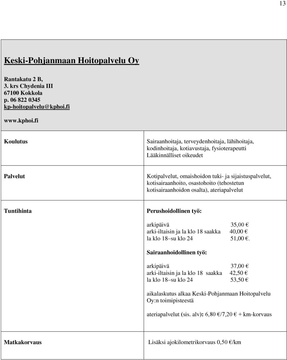 fi Sairaanhoitaja, terveydenhoitaja, lähihoitaja, kodinhoitaja, kotiavustaja, fysioterapeutti Lääkinnälliset oikeudet Kotipalvelut, omaishoidon tuki- ja sijaistuspalvelut, kotisairaanhoito,