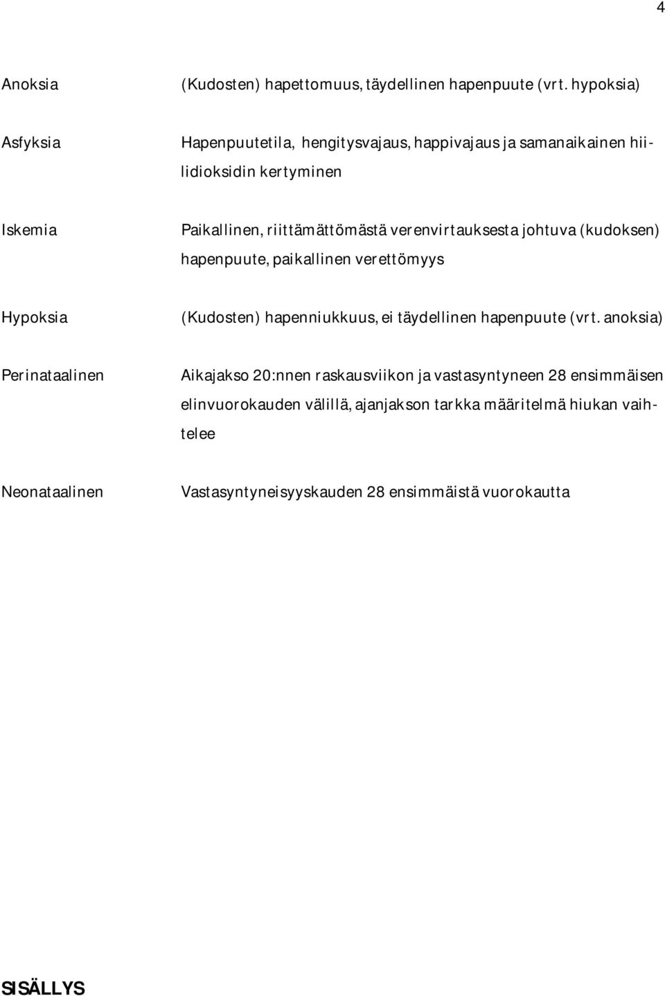 Paikallinen,riittämättömästäverenvirtauksestajohtuva(kudoksen) hapenpuute,paikallinenverettömyys Hypoksia