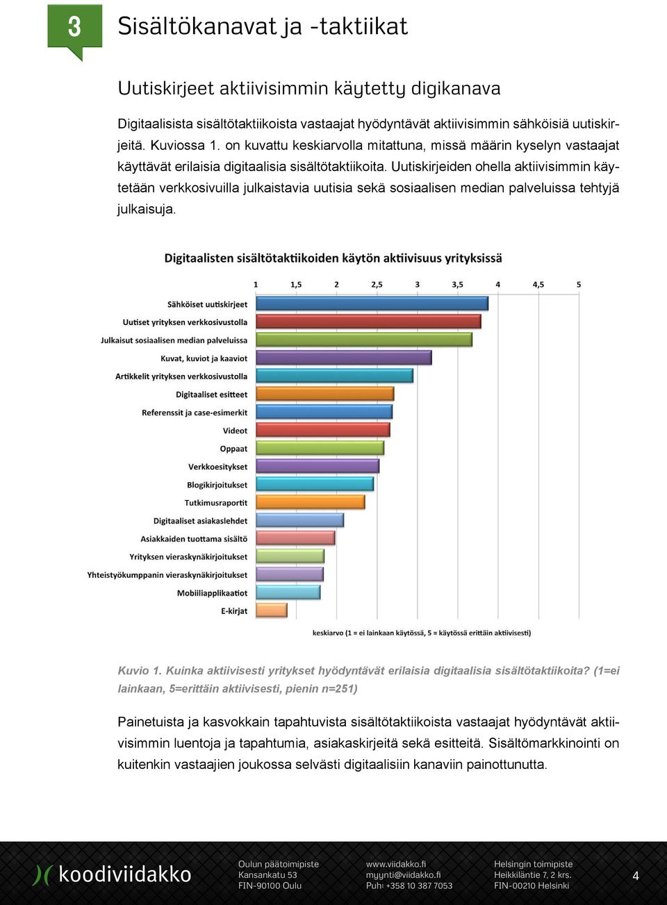 Uutiskirjeiden ohella aktiivisimmin käytetään verkkosivuilla julkaistavia uutisia sekä sosiaalisen median palveluissa tehtyjä julkaisuja. Kuvio 1.