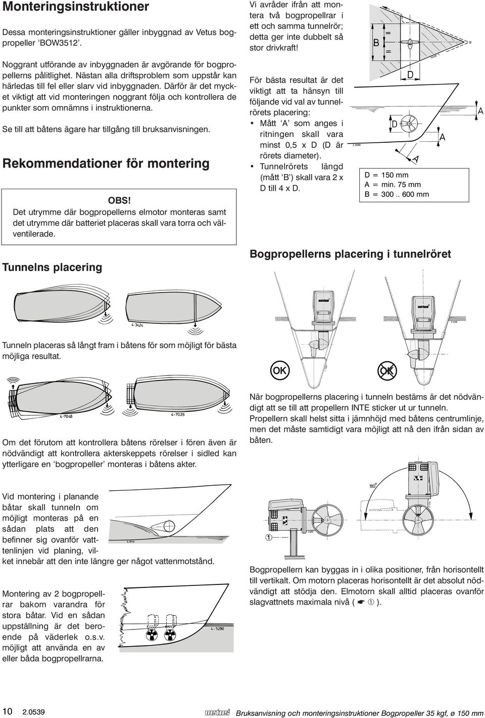 Därför är det mycket viktigt att vid monteringen noggrant följa och kontrollera de punkter som omnämns i instruktionerna. Se till att båtens ägare har tillgång till bruksanvisningen.