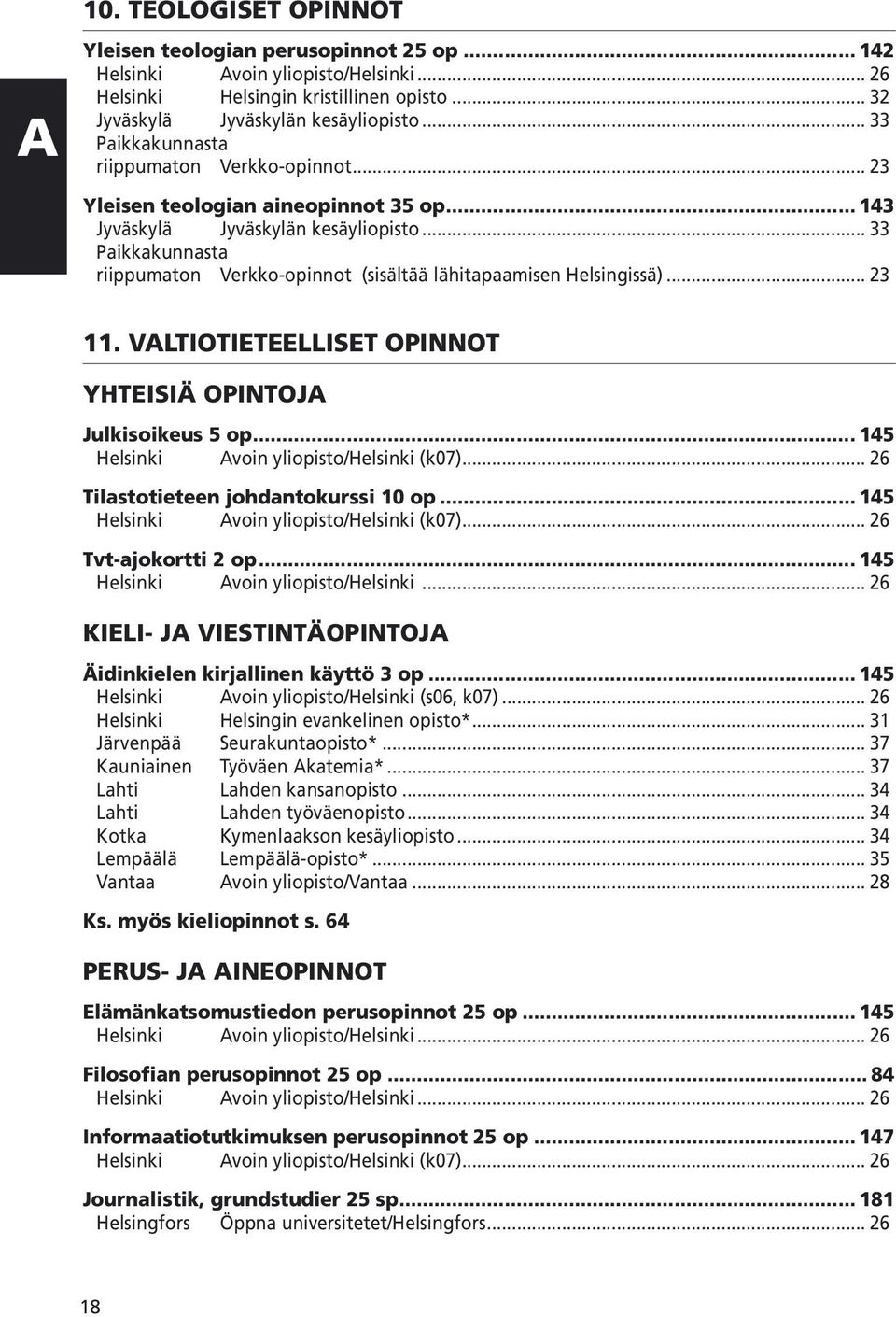 .. 33 Paikkakunnasta riippumaton Verkko-opinnot (sisältää lähitapaamisen Helsingissä)... 23 11. VALTIOTIETEELLISET OPINNOT YHTEISIÄ OPINTOJA Julkisoikeus 5 op.