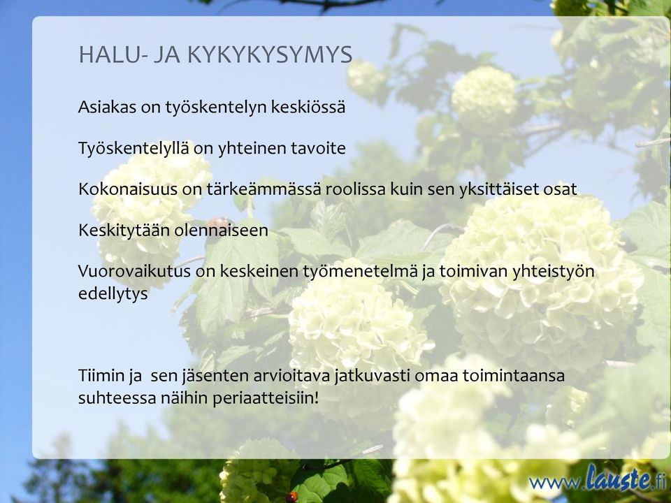 olennaiseen Vuorovaikutus on keskeinen työmenetelmä ja toimivan yhteistyön edellytys