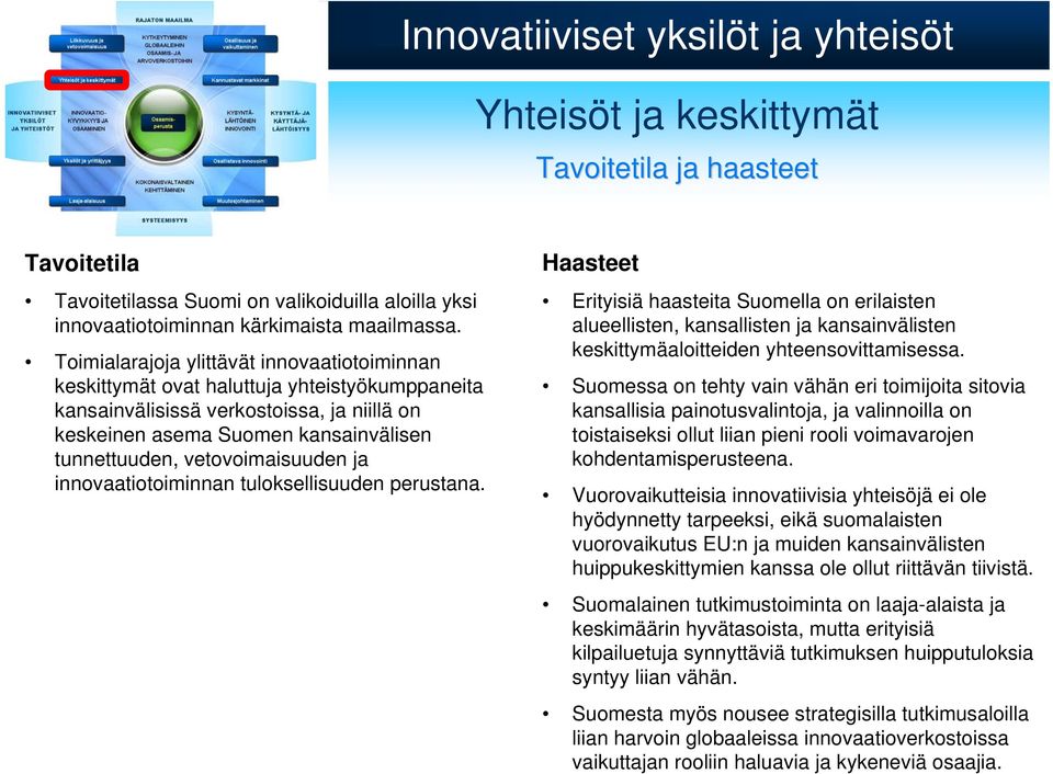 vetovoimaisuuden ja innovaatiotoiminnan tuloksellisuuden perustana.