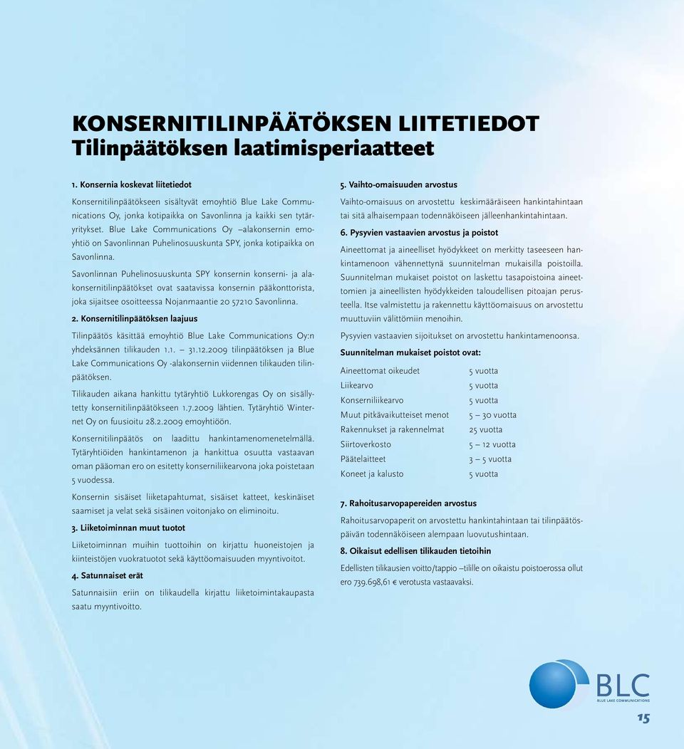 Blue Lake Communications Oy alakonsernin emoyhtiö on Savonlinnan Puhelinosuuskunta SPY, jonka kotipaikka on Savonlinna.