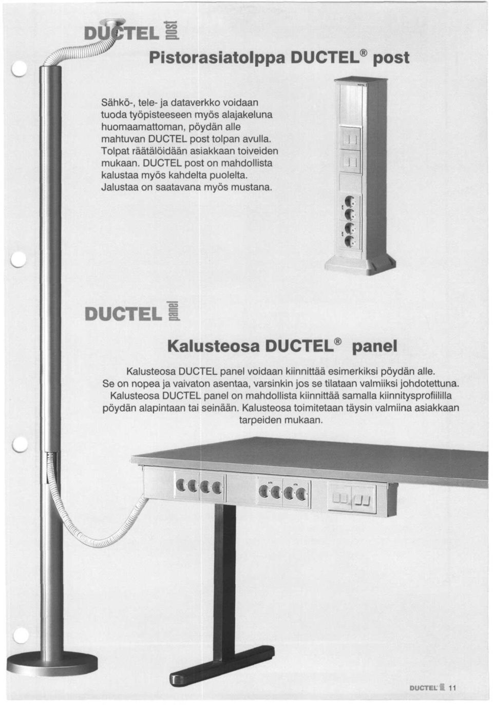 DUCTEL Kalusteosa DUCTEL panel Kalusteosa DUCTEL panel voidaan kiinnittaa esimerkiksi poydan alle.