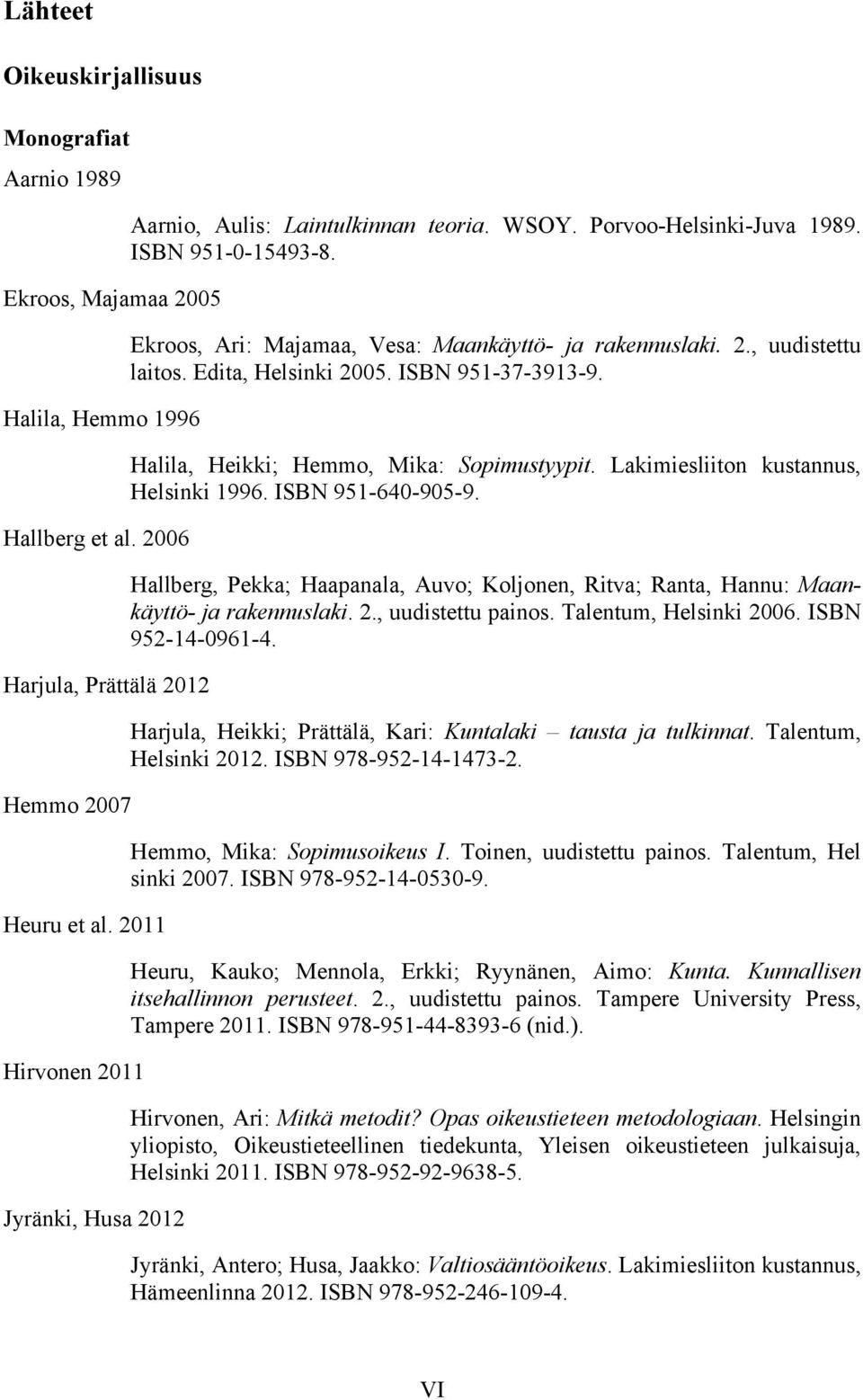 Edita, Helsinki 2005. ISBN 951-37-3913-9. Halila, Heikki; Hemmo, Mika: Sopimustyypit. Lakimiesliiton kustannus, Helsinki 1996. ISBN 951-640-905-9.