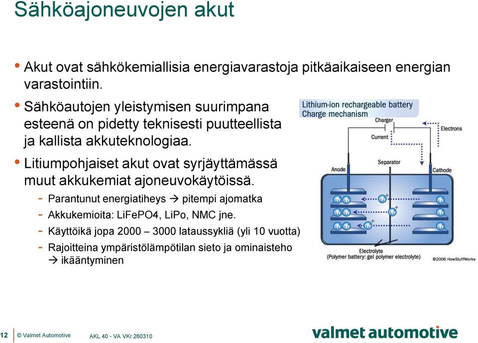 Litiumpohjaiset akut ovat syrjäyttämässä muut akkukemiat ajoneuvokäytöissä.