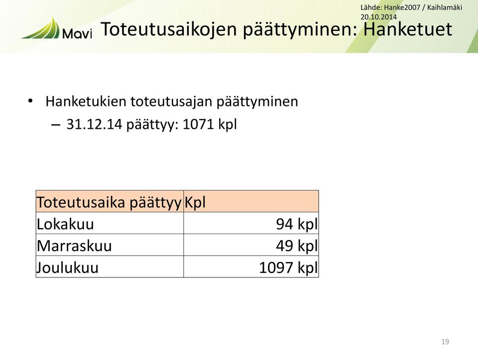 toteutusajan päättyminen 31.12.