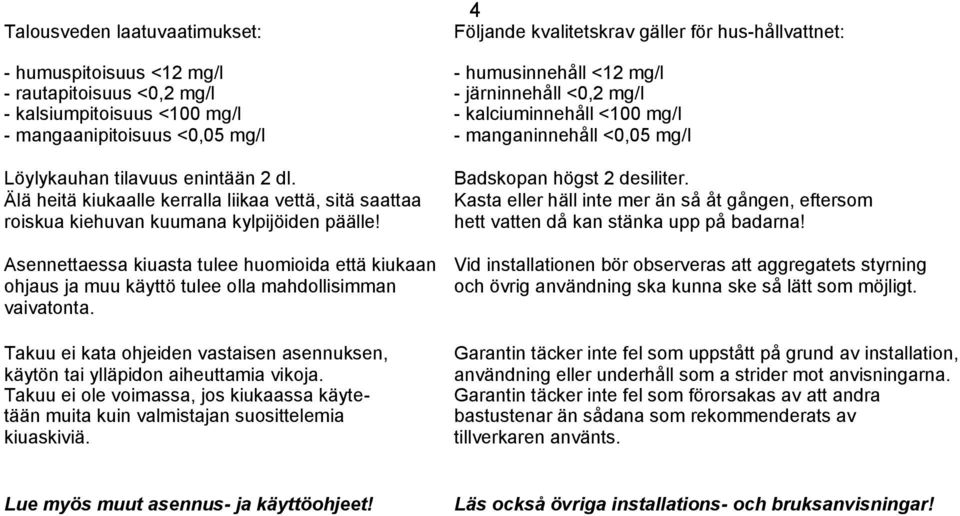 Älä heitä kiukaalle kerralla liikaa vettä, sitä saattaa roiskua kiehuvan kuumana kylpijöiden päälle! Badskopan högst 2 desiliter.