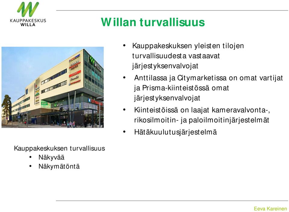 Citymarketissa on omat vartijat ja Prisma-kiinteistössä omat järjestyksenvalvojat