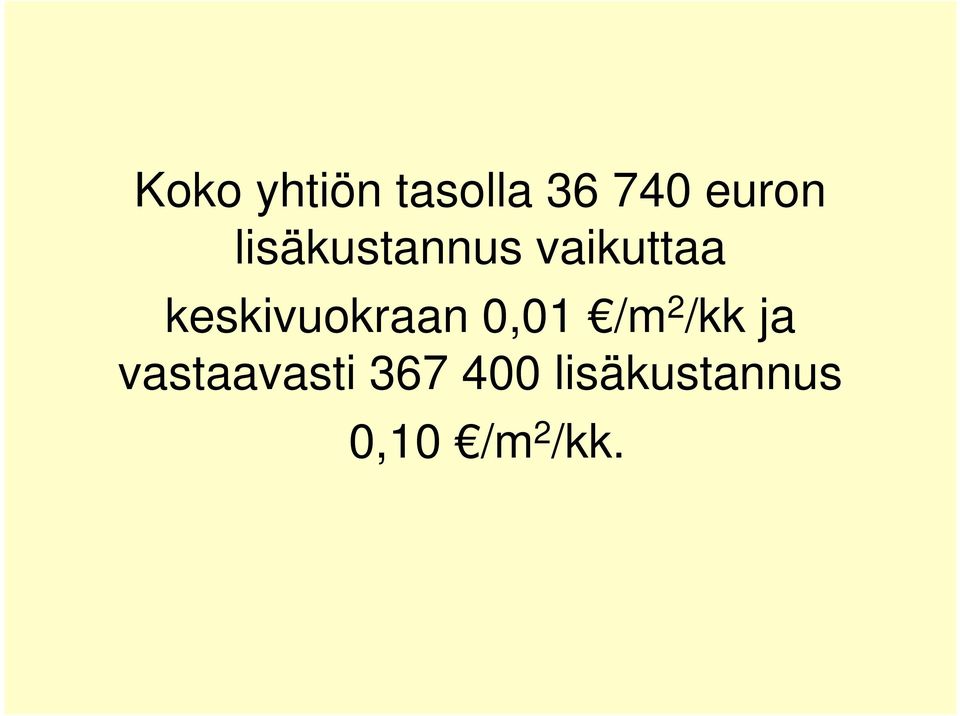 keskivuokraan 0,01 /m 2 /kk ja