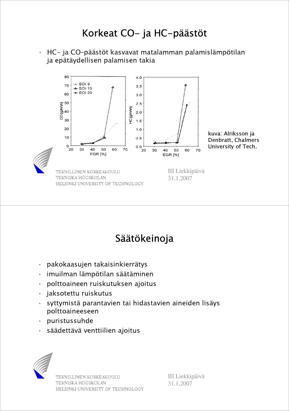 Säätökeinoja pakokaasujen takaisinkierrätys imuilman lämpötilan säätäminen polttoaineen ruiskutuksen