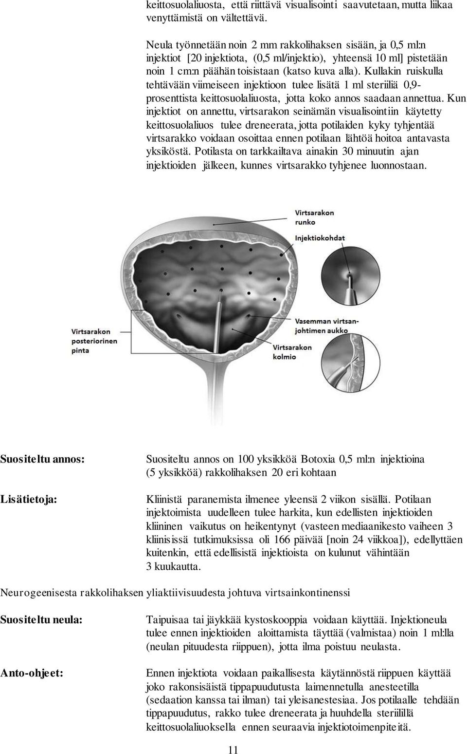 Kullakin ruiskulla tehtävään viimeiseen injektioon tulee lisätä 1 ml steriiliä 0,9- prosenttista keittosuolaliuosta, jotta koko annos saadaan annettua.