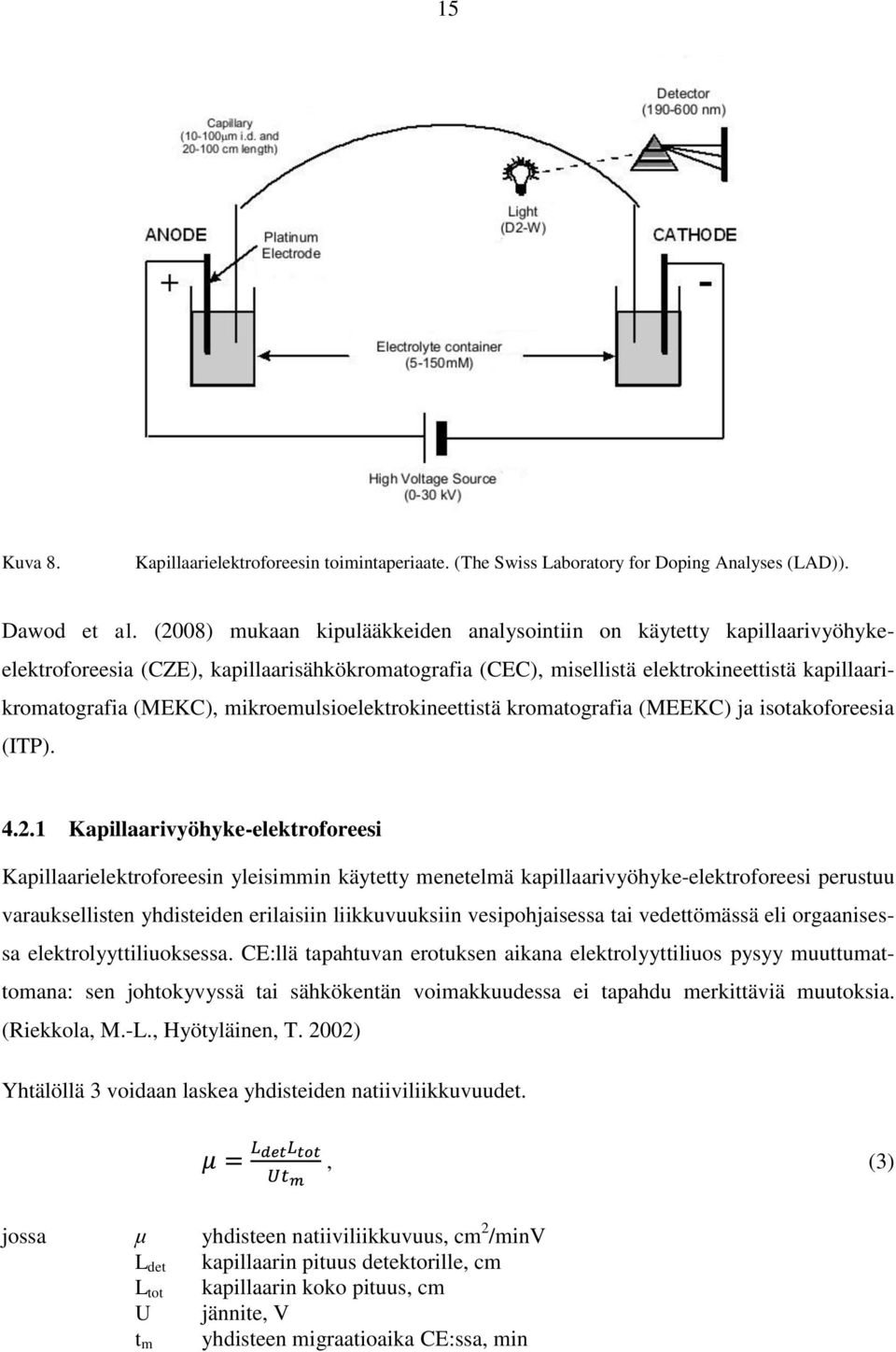 mikroemulsioelektrokineettistä kromatografia (MEEKC) ja isotakoforeesia (ITP). 4.2.