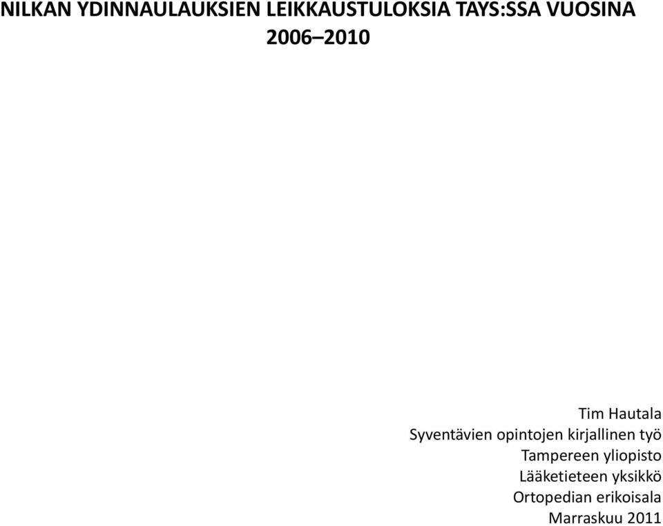 opintojen kirjallinen työ Tampereen yliopisto
