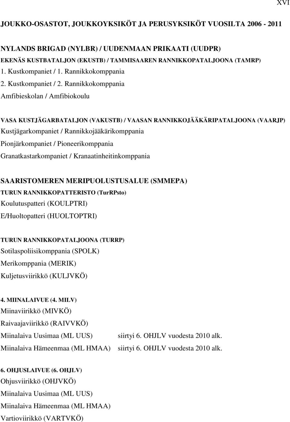 Rannikkokomppania Amfibieskolan / Amfibiokoulu VASA KUSTJÄGARBATALJON (VAKUSTB) / VAASAN RANNIKKOJÄÄKÄRIPATALJOONA (VAARJP) Kustjägarkompaniet / Rannikkojääkärikomppania Pionjärkompaniet /