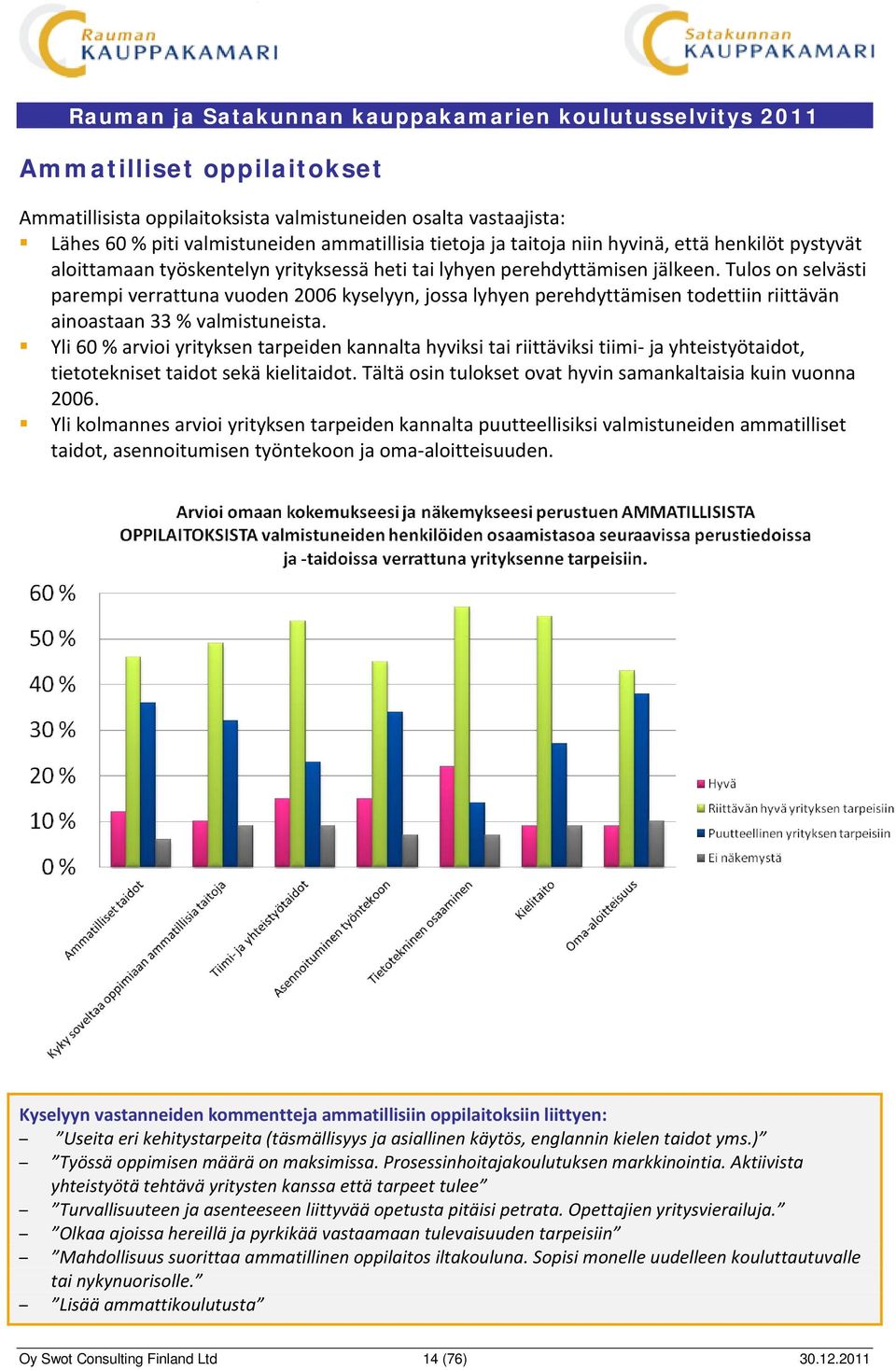 Tulos on selvästi parempi verrattuna vuoden 2006 kyselyyn, jossa lyhyen perehdyttämisen todettiin riittävän ainoastaan 33 % valmistuneista.