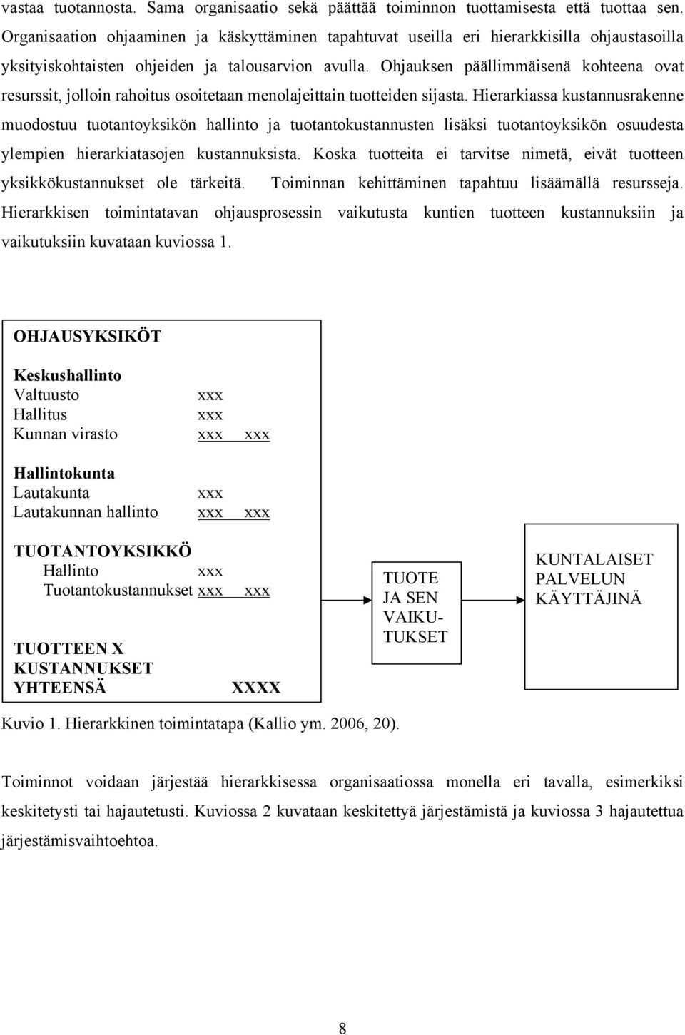 Ohjauksen päällimmäisenä kohteena ovat resurssit, jolloin rahoitus osoitetaan menolajeittain tuotteiden sijasta.