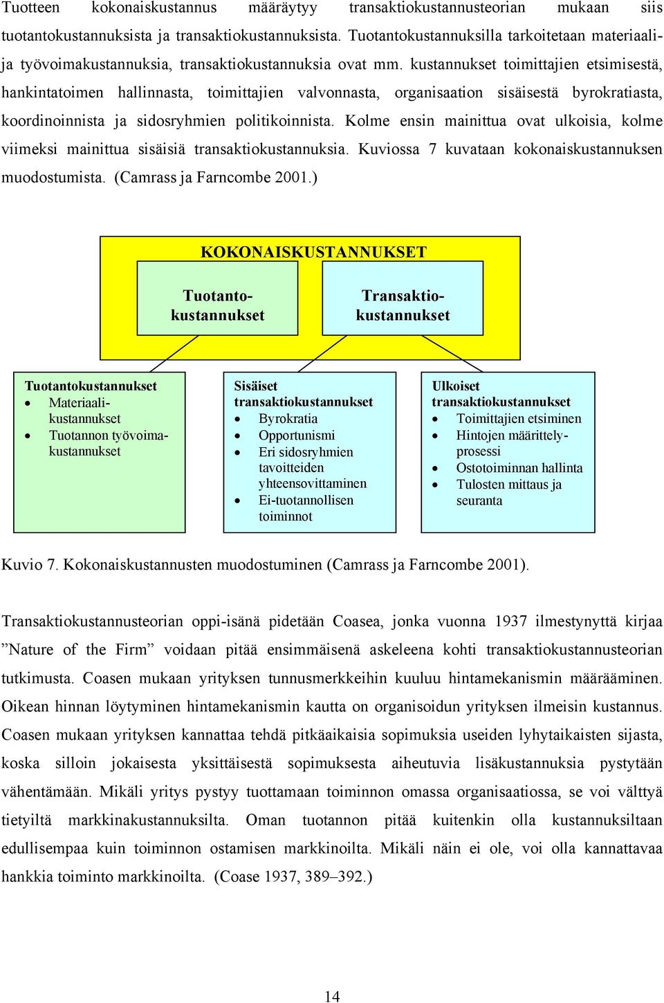 kustannukset toimittajien etsimisestä, hankintatoimen hallinnasta, toimittajien valvonnasta, organisaation sisäisestä byrokratiasta, koordinoinnista ja sidosryhmien politikoinnista.