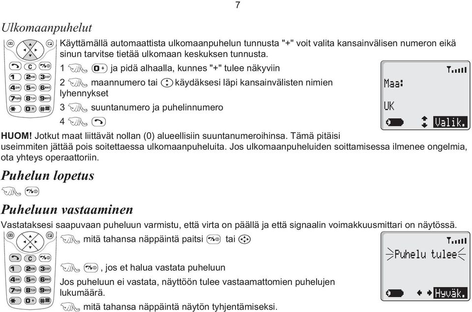 Jotkut maat liittävät nollan (0) alueellisiin suuntanumeroihinsa. Tämä pitäisi useimmiten jättää pois soitettaessa ulkomaanpuheluita.