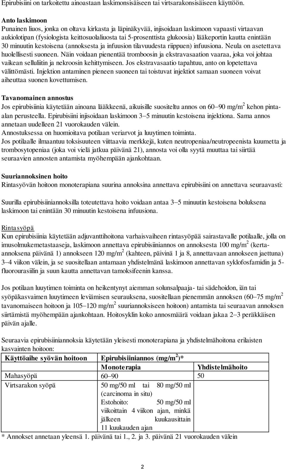 lääkeportin kautta enintään 30 minuutin kestoisena (annoksesta ja infuusion tilavuudesta riippuen) infuusiona. Neula on asetettava huolellisesti suoneen.