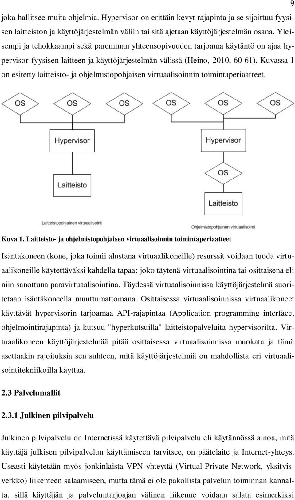 Kuvassa 1 on esitetty laitteisto- ja ohjelmistopohjaisen virtuaalisoinnin toimintaperiaatteet. Kuva 1.