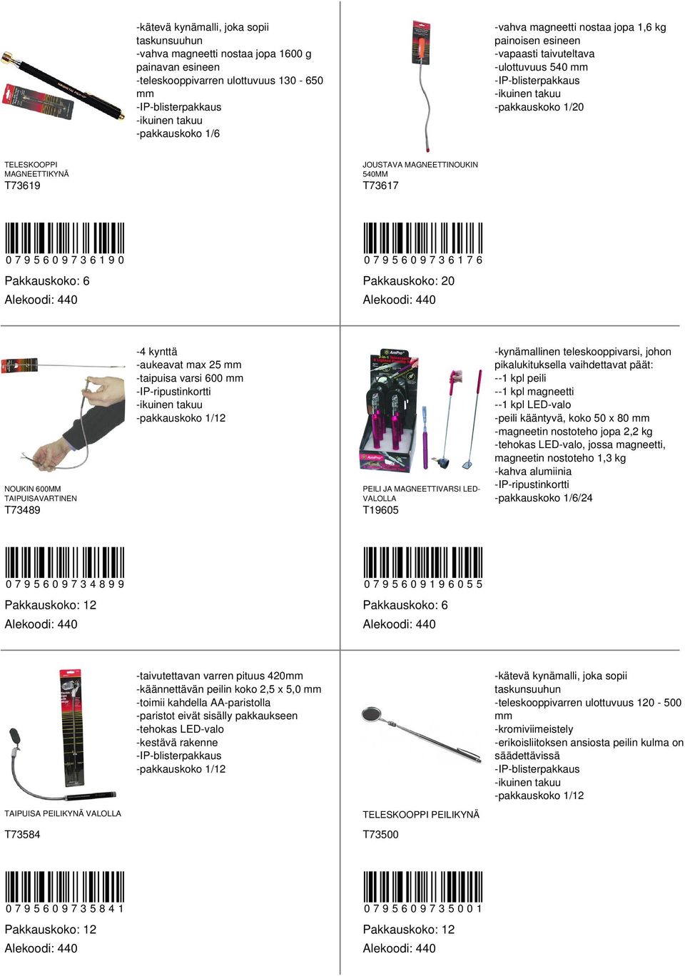 -IP-ripustinkortti NOUKIN 00MM TAIPUISAVARTINEN PEILI JA MAGNEETTIVARSI LEDVALOLLA T9 T190 090999 0909190 -taivutettavan varren pituus 0mm -käännettävän peilin koko, x,0 mm -toimii kahdella