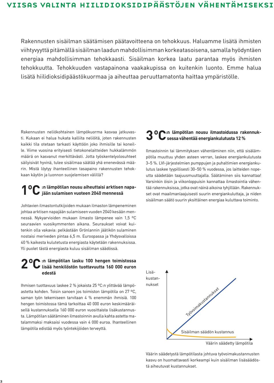 Sisäilman korkea laatu parantaa myös ihmisten tehokkuutta. Tehokkuuden vastapainona vaakakupissa on kuitenkin luonto.