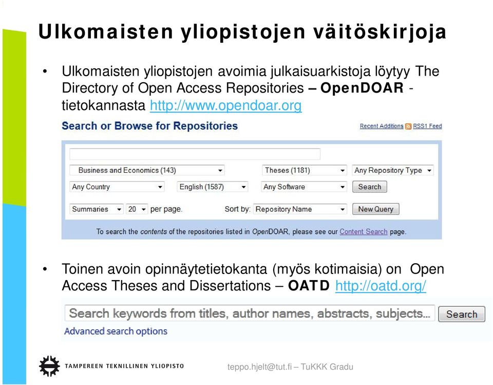 OpenDOAR - tietokannasta http://www.opendoar.