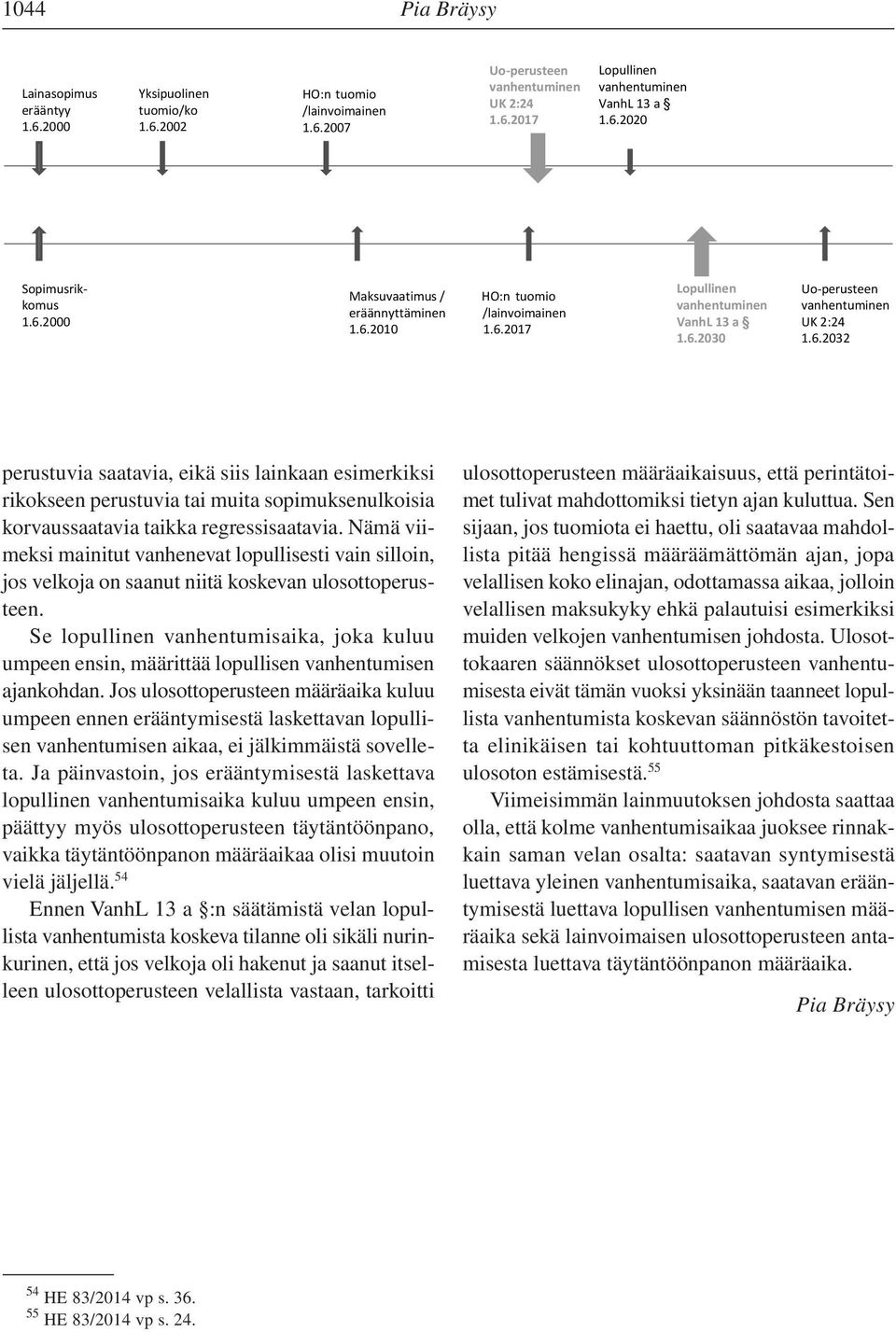 Nämä viimeksi mainitut vanhenevat lopullisesti vain silloin, jos velkoja on saanut niitä koskevan ulosottoperusteen.