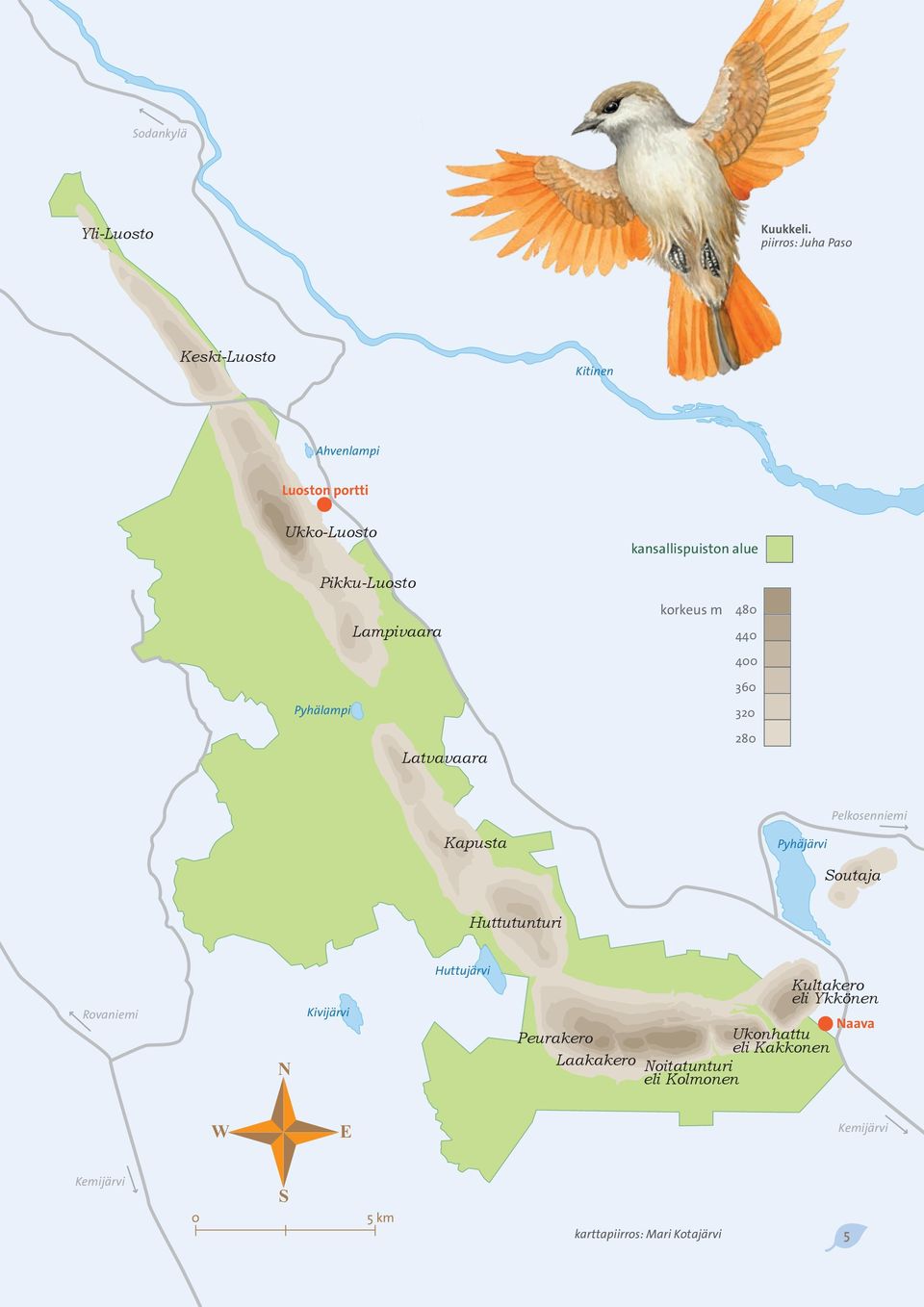 Lampivaara Pyhälampi Latvavaara korkeus m 480 440 400 360 320 280 Pelkosenniemi Kapusta Pyhäjärvi Soutaja