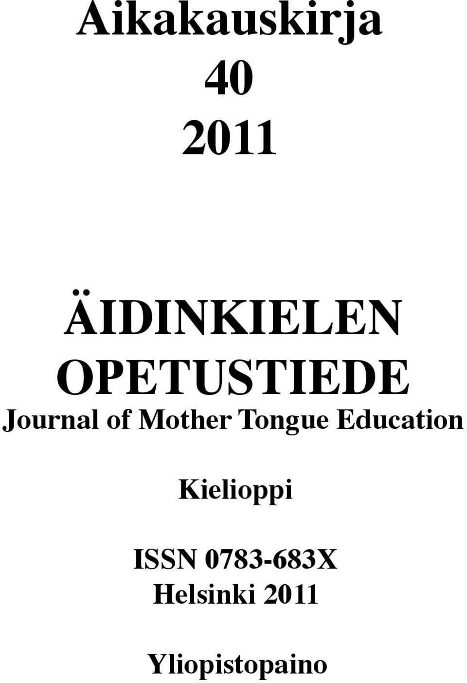 Tongue Education Kielioppi ISSN