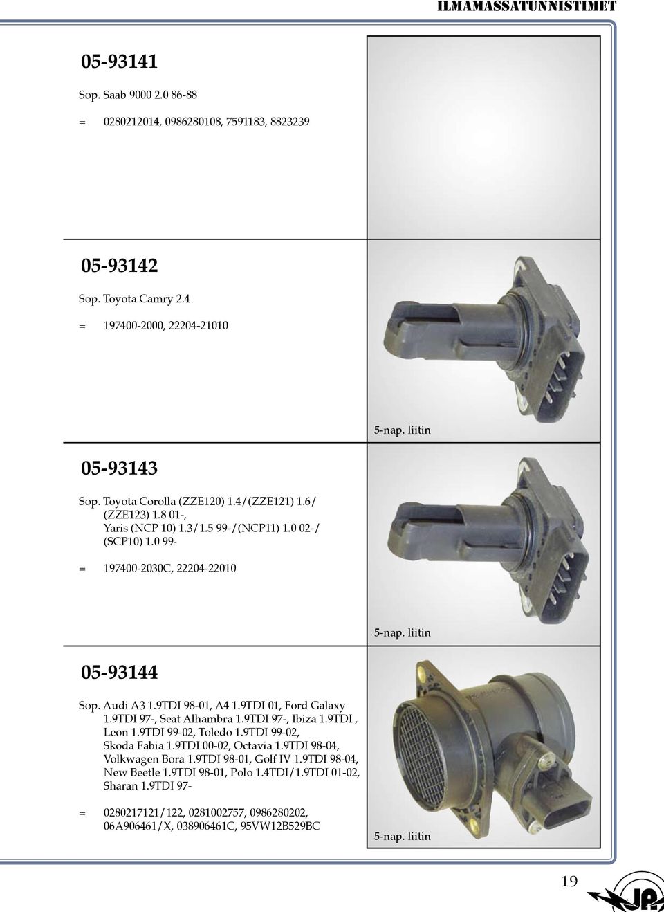 9TDI 01, Ford Galaxy 1.9TDI 97-, Seat Alhambra 1.9TDI 97-, Ibiza 1.9TDI, Leon 1.9TDI 99-02, Toledo 1.9TDI 99-02, Skoda Fabia 1.9TDI 00-02, Octavia 1.